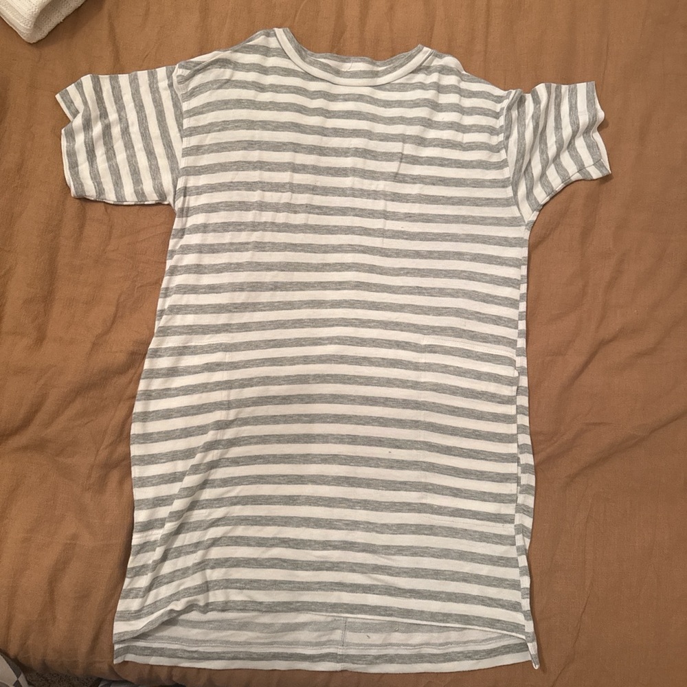 Easel Gray and White Striped Tee Dress